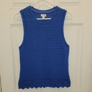 J. Crew Factory Women's Blue Crochet Tank Top